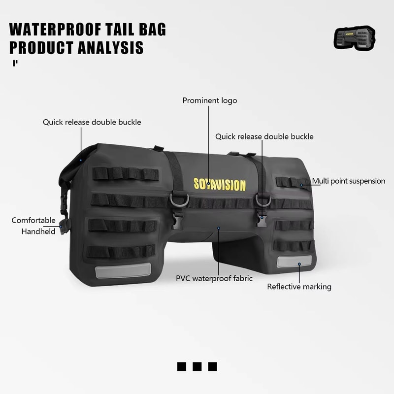 MotoTrek Waterproof Motorcycle Rear Seat Bag 20L100L Expandable Travel Tail Bag Helmet Storage Fo 4