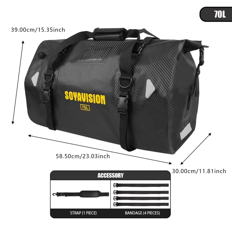 MotoTrek Waterproof Motorcycle Rear Seat Bag 20L100L Expandable Travel Tail Bag Helmet Storage Fo 9