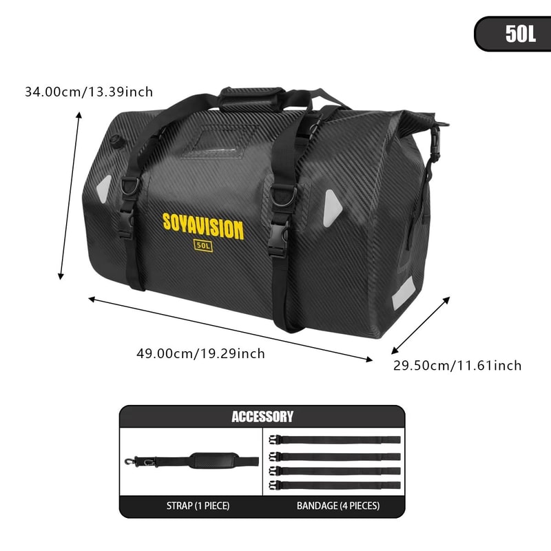 MotoTrek Waterproof Motorcycle Rear Seat Bag 20L100L Expandable Travel Tail Bag Helmet Storage Fo 8