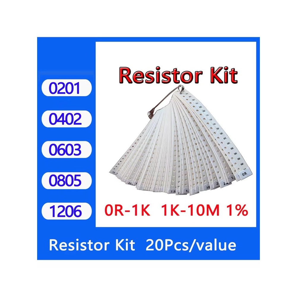SMD Resistor Assortment Kit 02011206 50 Values 1 Precision Sample Set 1000PCS 0