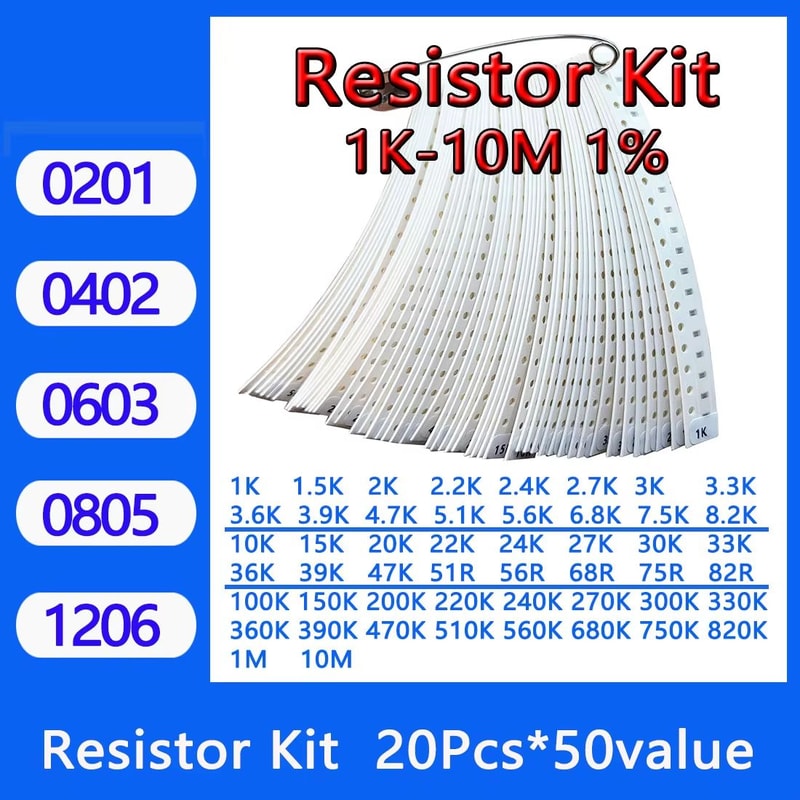 SMD Resistor Assortment Kit 02011206 50 Values 1 Precision Sample Set 1000PCS 2