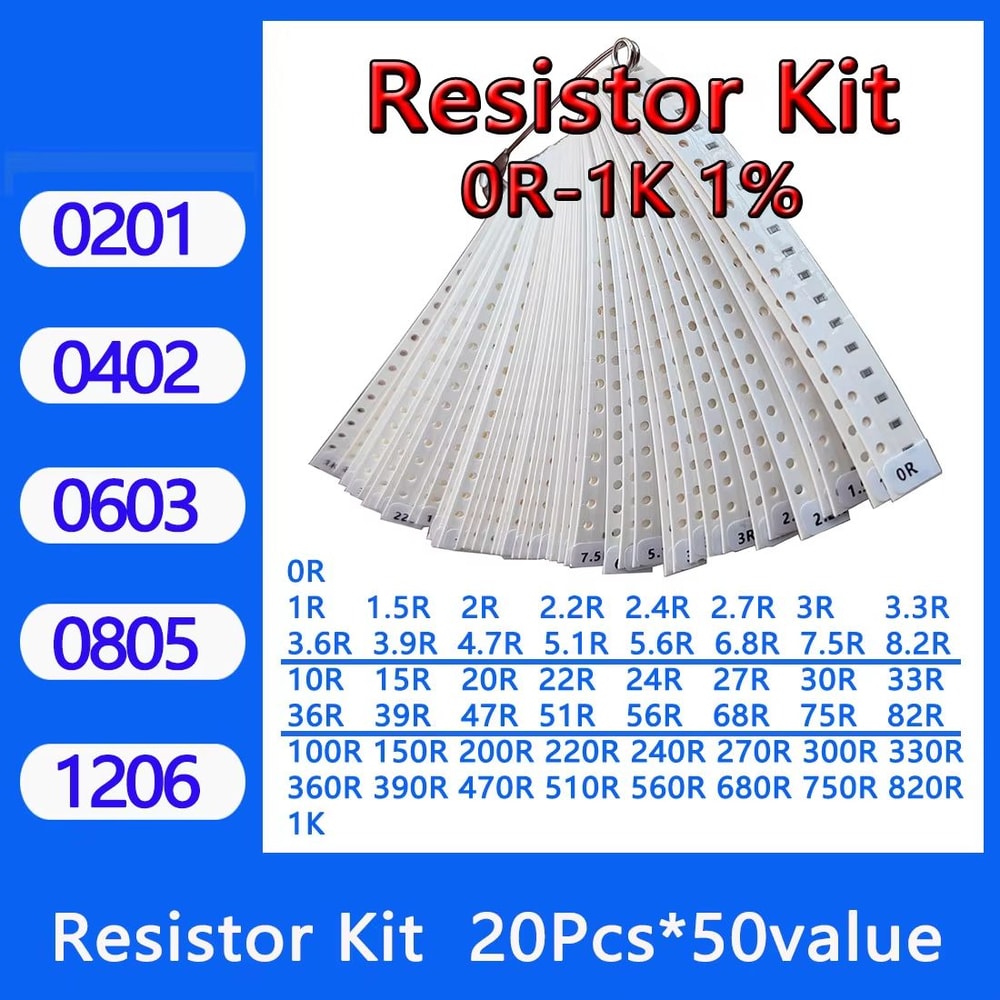 SMD Resistor Assortment Kit 02011206 50 Values 1 Precision Sample Set 1000PCS 3