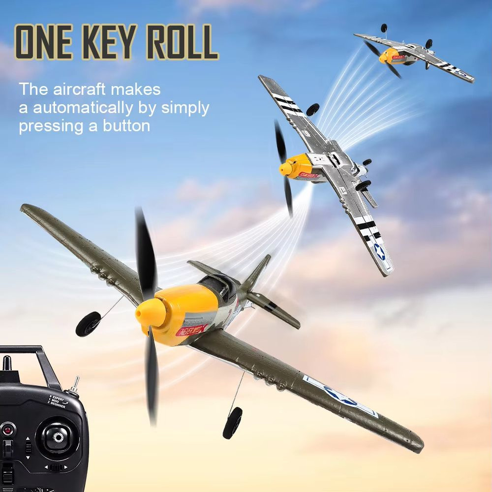 P51 Mustang 24G 4CH RC Plane  Foam Fighter Jet With 6Axis Gyro  OneKey Aerobatic Flight 1