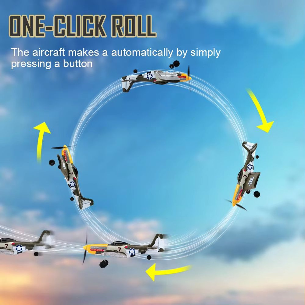 P51 Mustang 24G 4CH RC Plane  Foam Fighter Jet With 6Axis Gyro  OneKey Aerobatic Flight 2