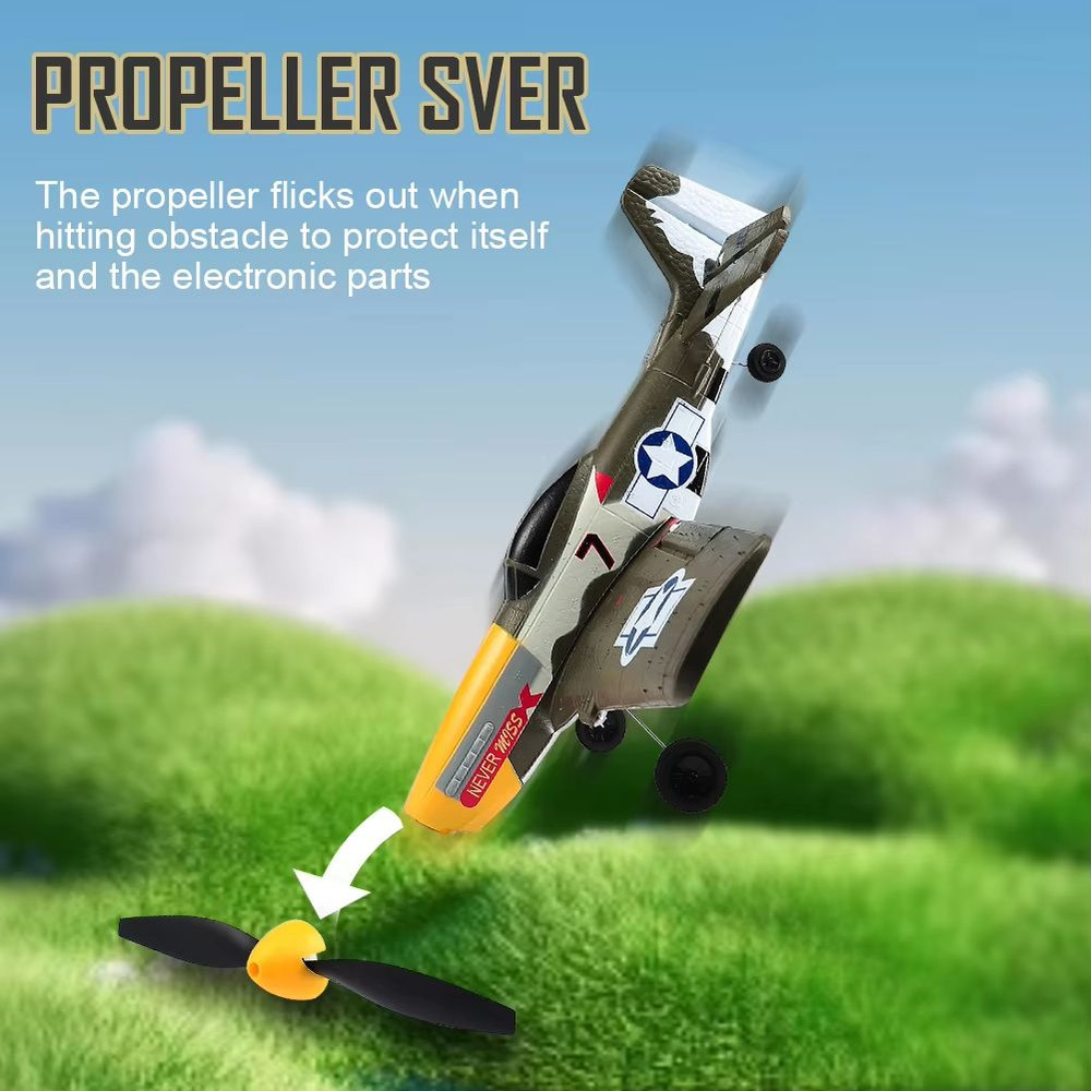 P51 Mustang 24G 4CH RC Plane  Foam Fighter Jet With 6Axis Gyro  OneKey Aerobatic Flight 3