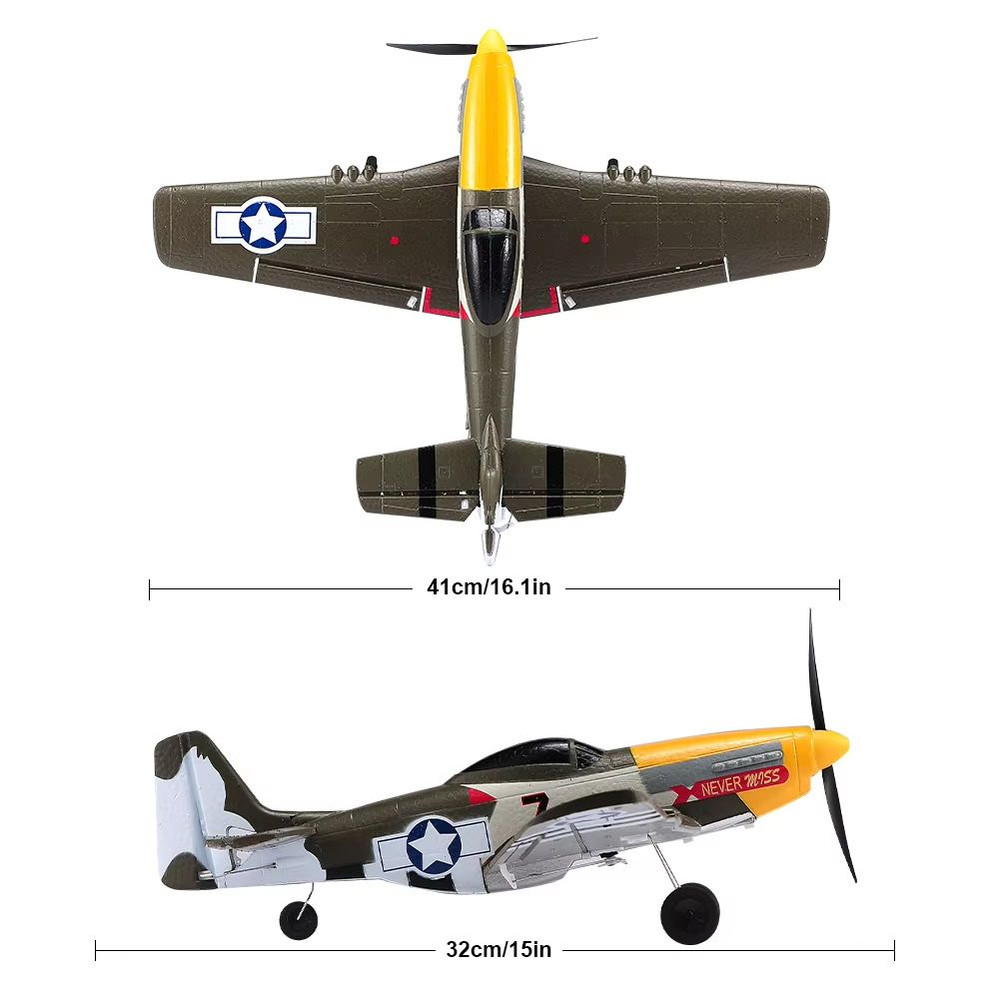 P51 Mustang 24G 4CH RC Plane  Foam Fighter Jet With 6Axis Gyro  OneKey Aerobatic Flight 4