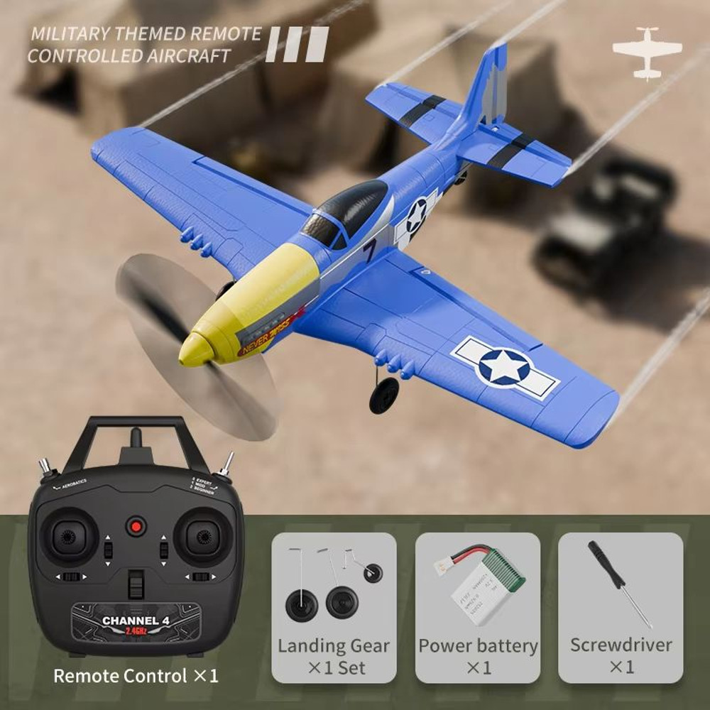 P51 Mustang 24G 4CH RC Plane  Foam Fighter Jet With 6Axis Gyro  OneKey Aerobatic Flight 6