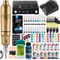 Professional Rotary Tattoo Machine Kit Complete Tattoo Pen Set With Power Supply Needles 9