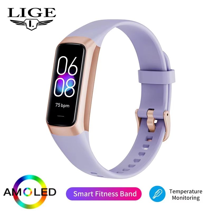 LIGE AMOLED Smart Watch 2023  Waterproof Fitness Tracker With Heart Rate  Blood Monitoring 6