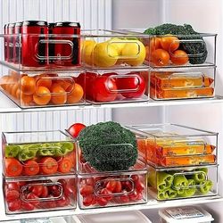 transparent refrigerator organizer box – durable, easy-to-clean food storage container for fruits, vegetables & meats