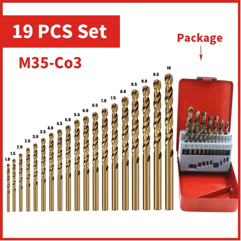 UltimateCut M35 Cobalt High Speed Steel Twist Drill Bit Set Precision Metal Stainless Steel Drill 10