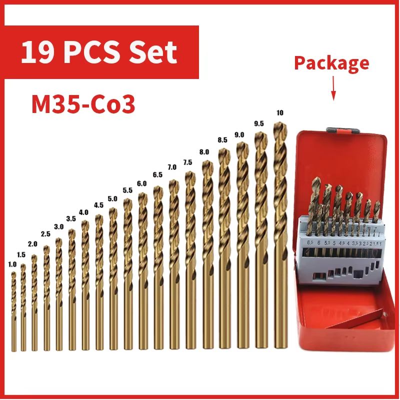 UltimateCut M35 Cobalt High Speed Steel Twist Drill Bit Set Precision Metal Stainless Steel Drill 10