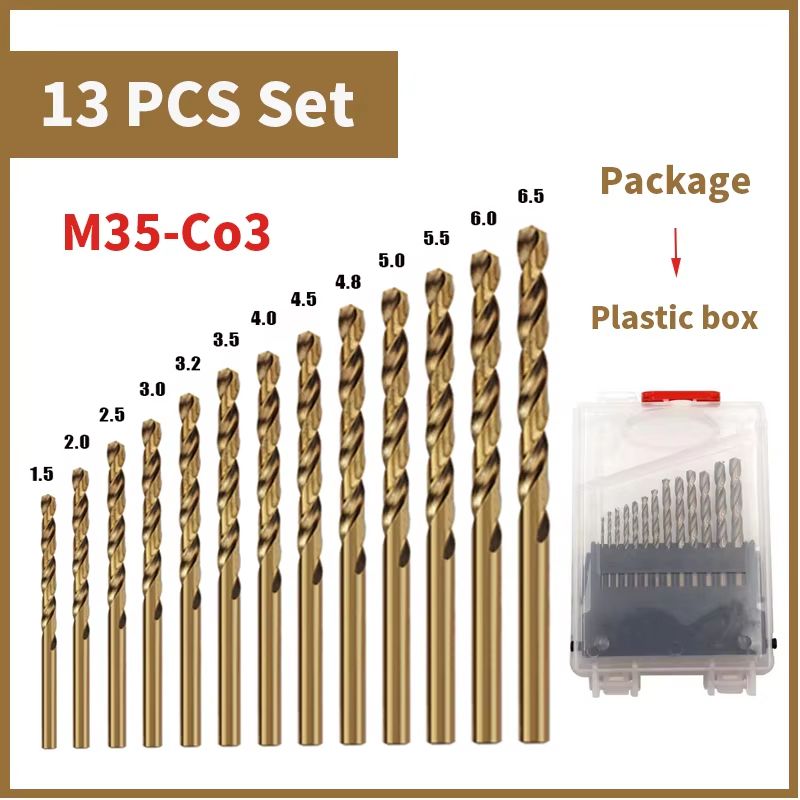 UltimateCut M35 Cobalt High Speed Steel Twist Drill Bit Set Precision Metal Stainless Steel Drill 12