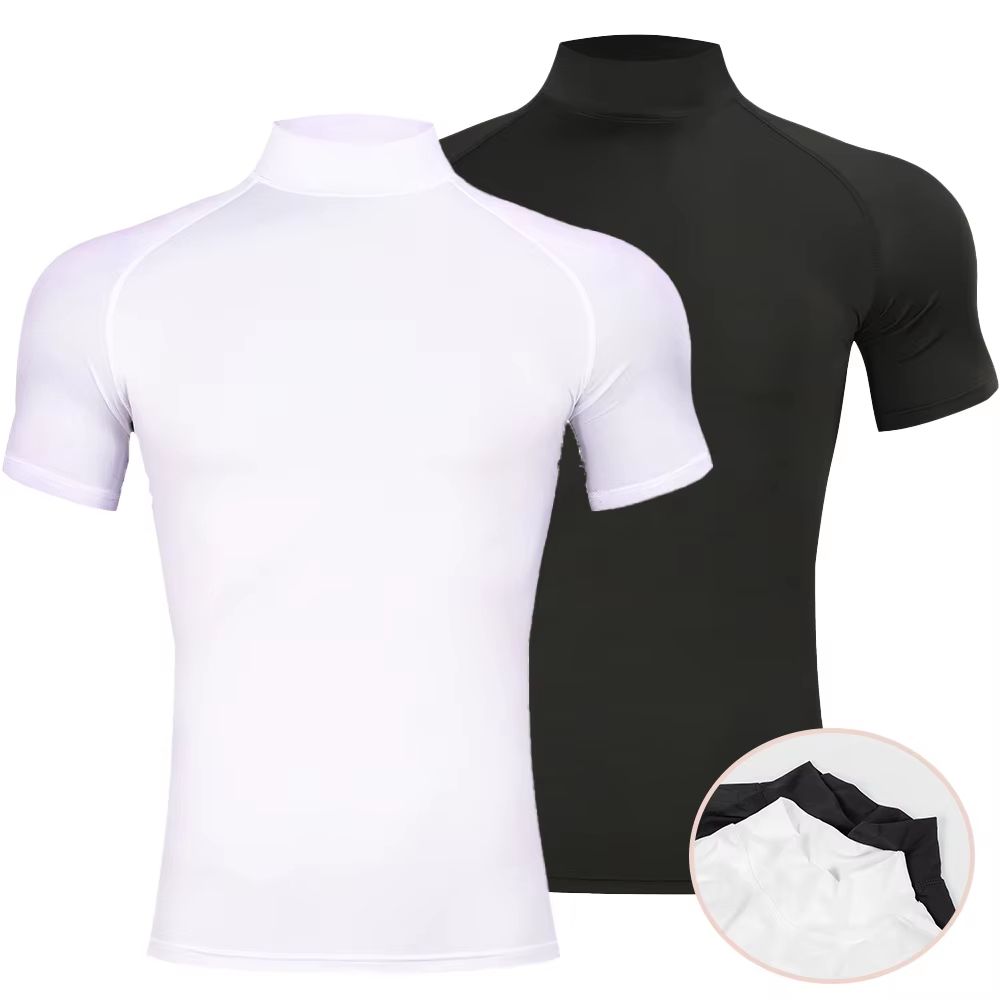 Mens Compression Turtleneck Workout Shirt  QuickDry TightFit Gym TShirt For Bodybuilding Running  F 0