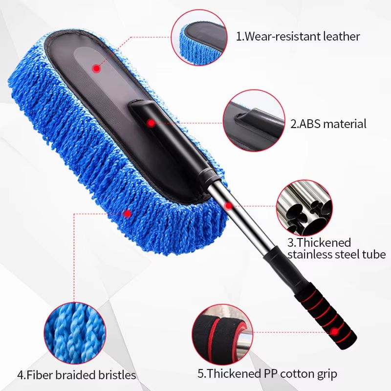 SEAMETAL Microfiber Car Wash Mop Extendable Handle Auto Duster Detailing Brush Kit For ScratchFre 2