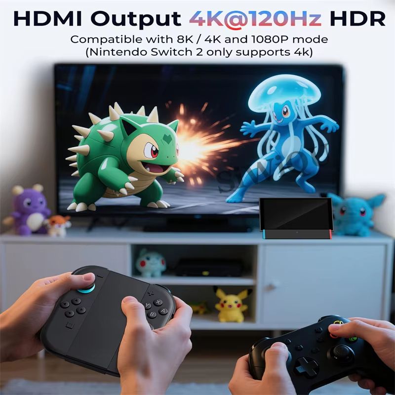 Portable 4K TV Dock Station For Switch 2  HDMI Adapter With TypeC  USB Ports 100W Charging 2