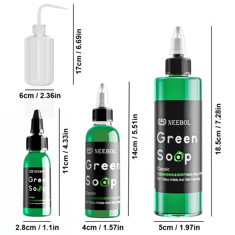 Tattoo Green Soap With Squeeze Bottle Liquid Cleaning Solution For Aftercare 1