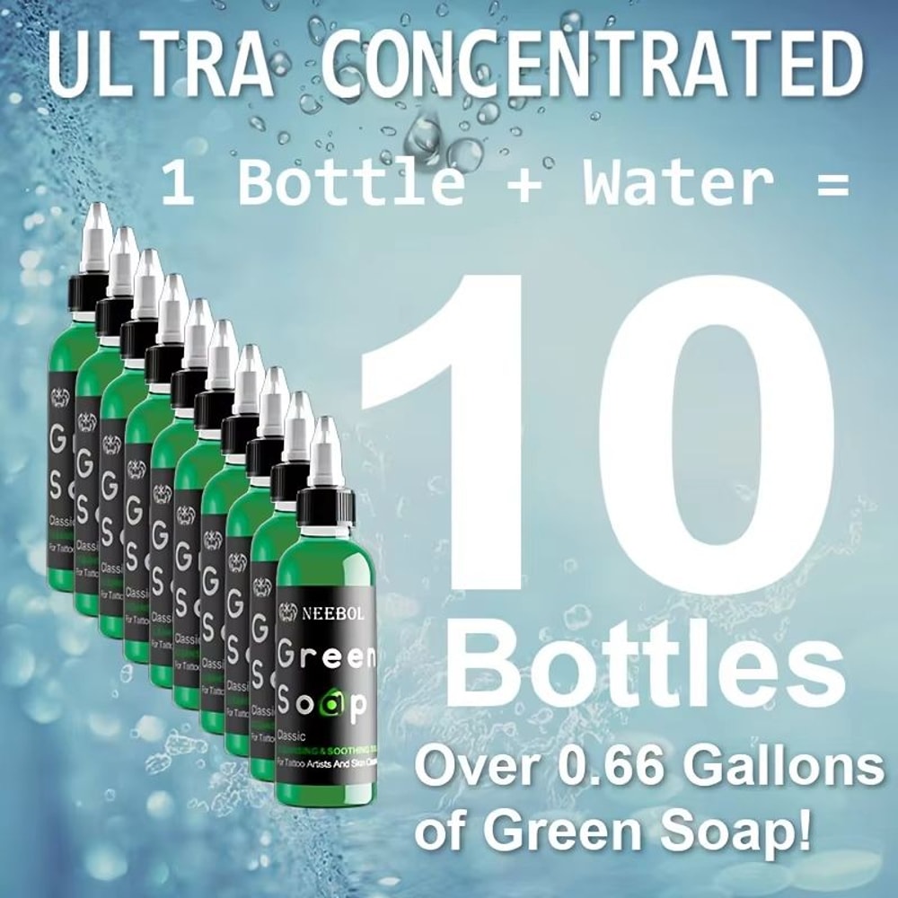 Tattoo Green Soap With Squeeze Bottle Liquid Cleaning Solution For Aftercare 2