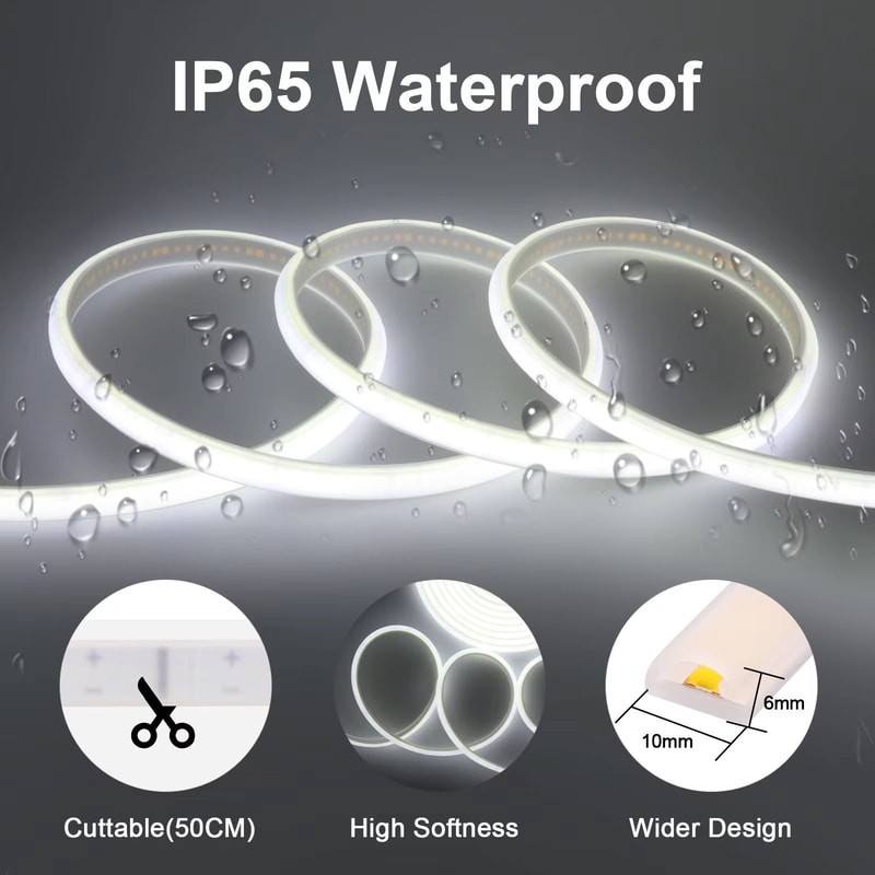 HighBrightness COB Neon LED Strip Waterproof Multicolor Ribbon Light 3