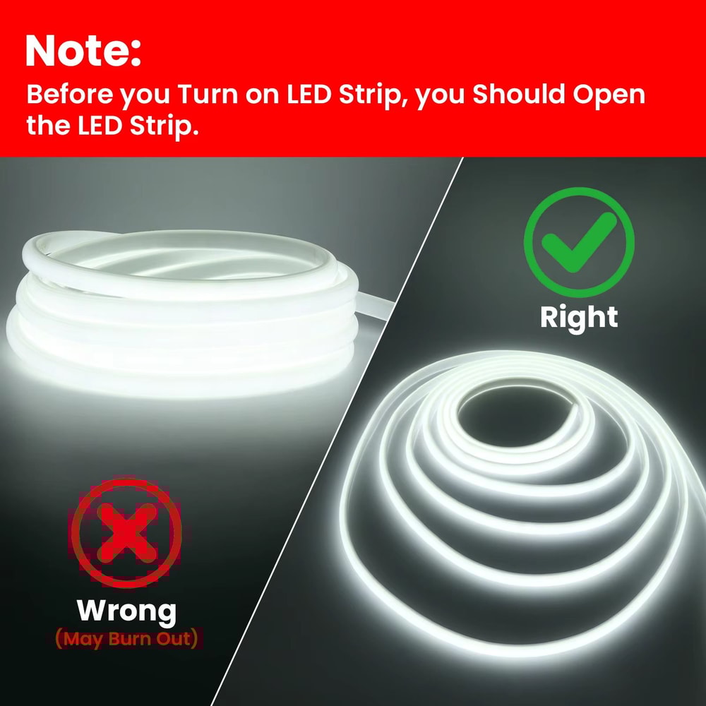 HighBrightness COB Neon LED Strip Waterproof Multicolor Ribbon Light 5