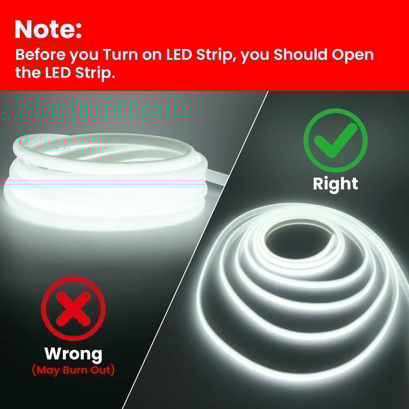 HighBrightness COB Neon LED Strip Waterproof Multicolor Ribbon Light 5