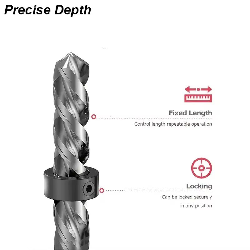 Adjustable Drill Stop Collar Set Precision Depth Limit Ring For Woodwork 4