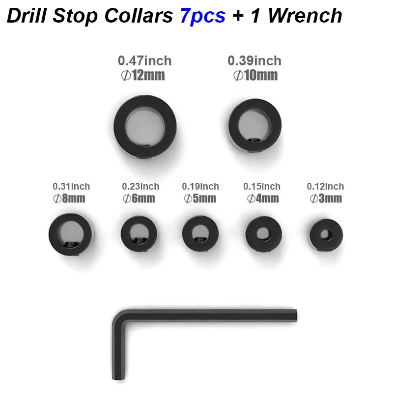 Adjustable Drill Stop Collar Set Precision Depth Limit Ring For Woodwork 6
