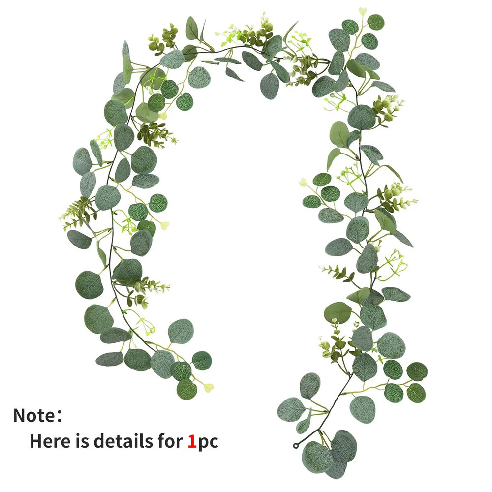 Artificial Eucalyptus Garland With White Flowers Berries Realistic Fake Plant Vine For Home Even 4