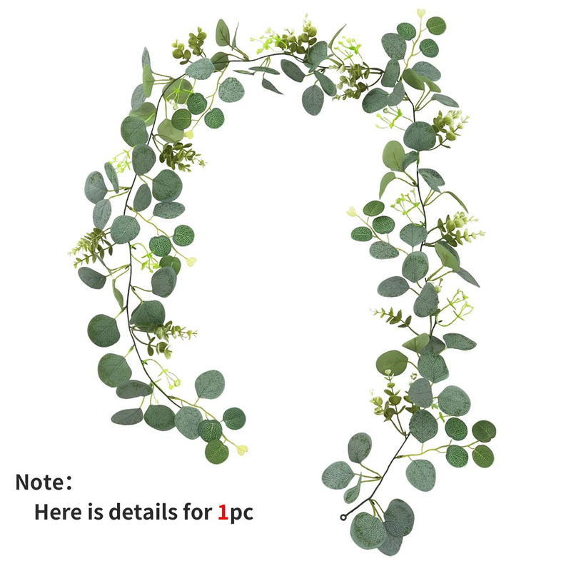 Artificial Eucalyptus Garland With White Flowers Berries Realistic Fake Plant Vine For Home Even 4