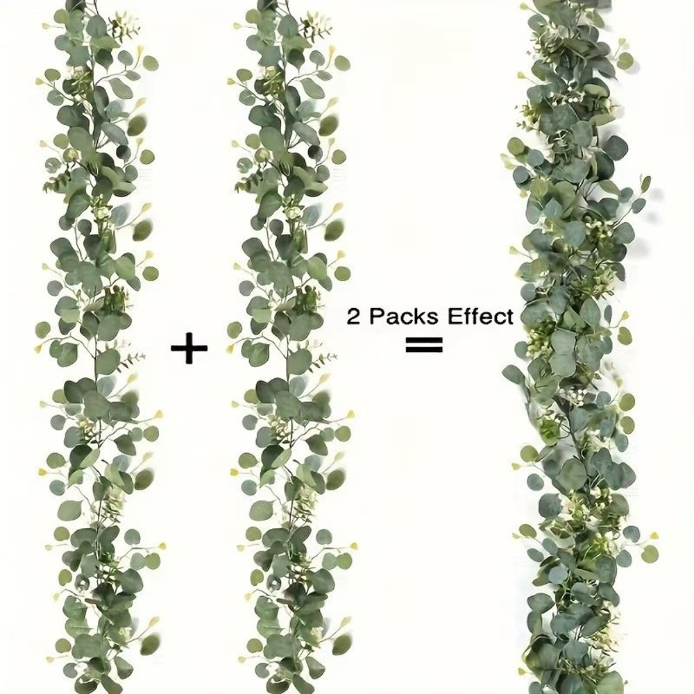 Artificial Eucalyptus Garland With White Flowers Berries Realistic Fake Plant Vine For Home Even 6