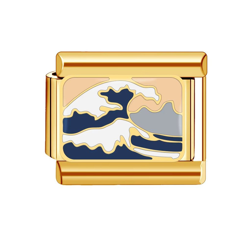 Italian Charm Bracelet 9mm Gold DIY Luxury Ocean Beach Design 15