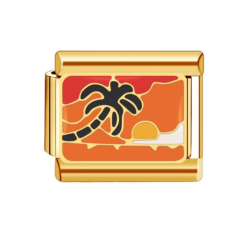 Italian Charm Bracelet 9mm Gold DIY Luxury Ocean Beach Design 19