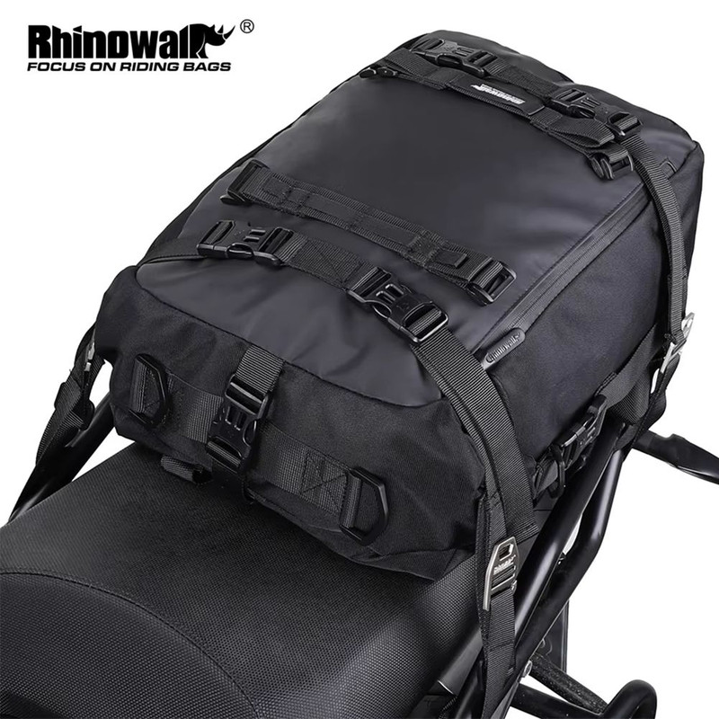 Rhinowalk Waterproof Motorcycle Tail Bag 30L Expandable Rear Seat Saddle Luggage For Touring Comm 0