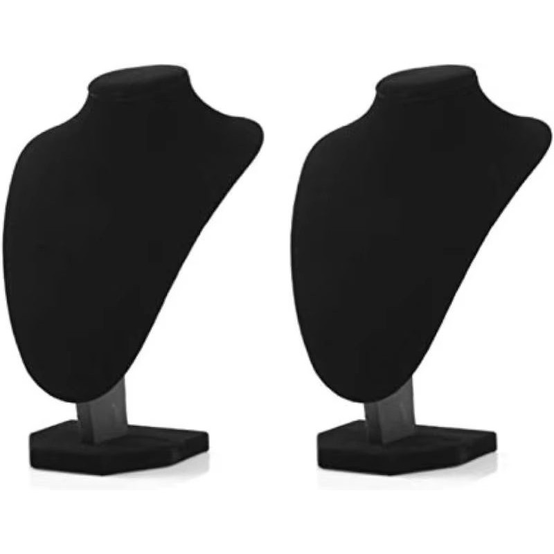 Black Velvet Jewelry Display Stand Set 2Piece Necklace Holder Mannequin Bust For Professional Show 6