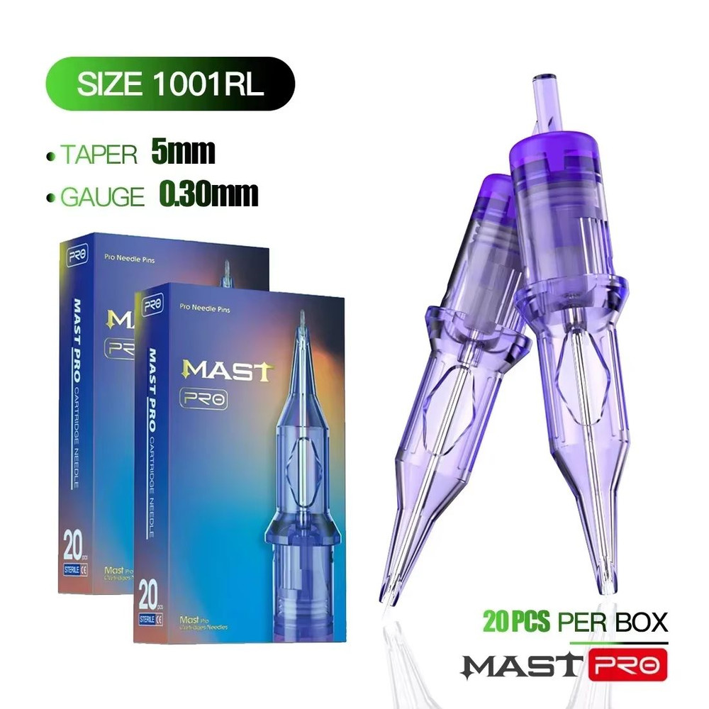 Mast Pro Disposable Tattoo Needle Cartridges  Box Of 20 Precision Round Liner Cartridges For Rotary 1