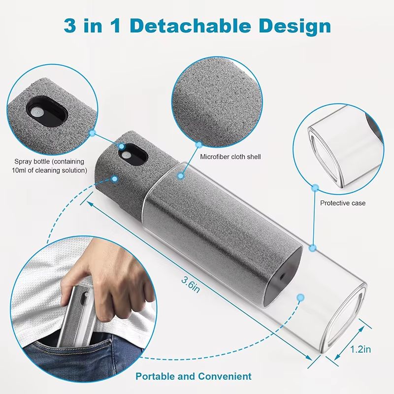 Mini Screen Cleaner Spray With Microfiber Cloth Portable Phone Tablet Cleaning Kit For IPhone IPa 1