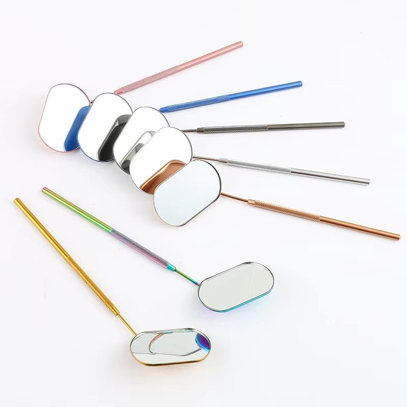 MultiColor Oval Lash Mirror Stainless Steel Eyelash Extension Checking Tool 0