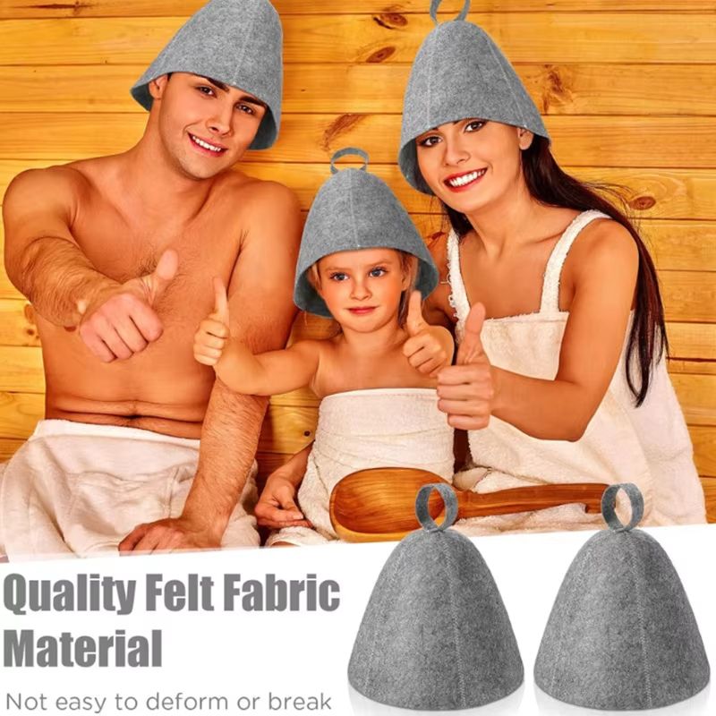 Premium Wool Felt AntiHeat Sauna Hat Thick QuickDry Shower Spa Cap For Hair Protection 2