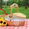 Simple Wicker Picnic And Storage Basket With Lid Cute Handwoven Carry Basket For Home Food And Fru 6