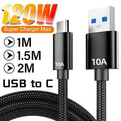 120w type-c fast charging cable – 10a high-speed usb data cord for samsung, huawei, oneplus & more