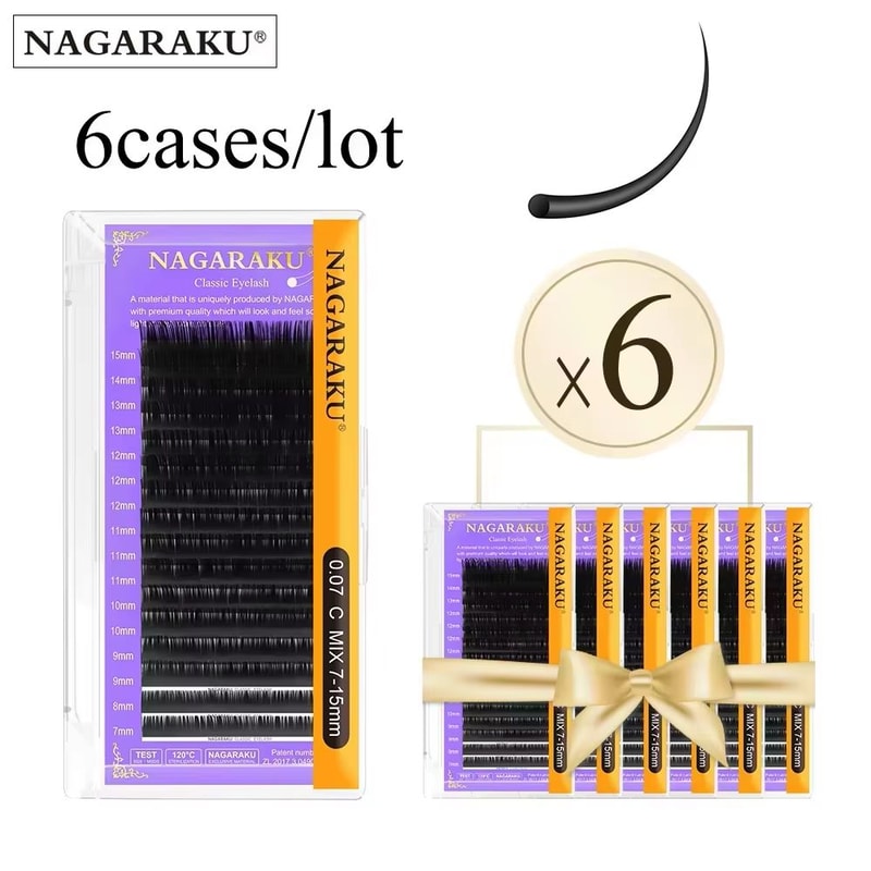 NAGARAKU Faux Mink Eyelash Extensions C D Curl Individual Lashes For Salon And Home Use 0