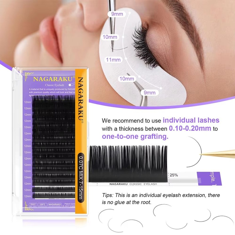 NAGARAKU Faux Mink Eyelash Extensions C D Curl Individual Lashes For Salon And Home Use 2