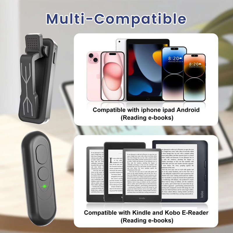 RF Remote Control Page Turner And Camera Shutter For IPhone IPad Android Kindle Kobo EReaders 3