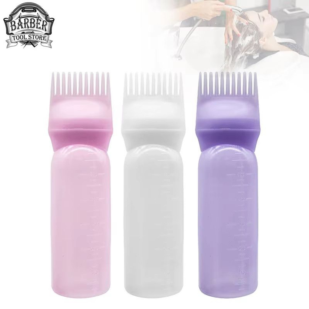 3Color Salon Hair Oil Applicator Bottles With Comb For Professional Hair Coloring 0