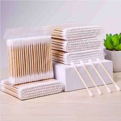 wholesale wooden cotton swabs double-tipped hypoallergenic cotton buds