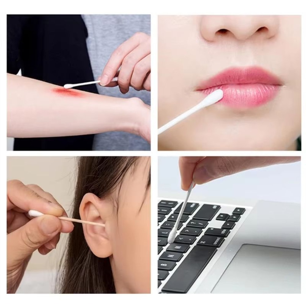 Wholesale Wooden Cotton Swabs DoubleTipped Hypoallergenic Cotton Buds 4