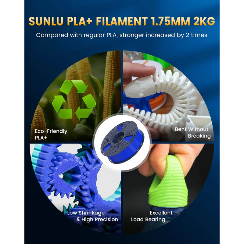 SUNLU PLA 3D Printing Filament  5KG Colorful FDM Filament Spool 175mm Upgrade 5