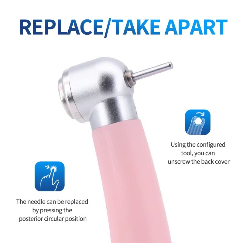 Pink Precision Dental Handpiece HighSpeed Ceramic Bearing Tool With LED Light And Water Spray 3