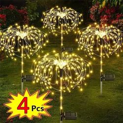 solar firework fairy lights – waterproof led garden lights for pathway, patio, yard, or holiday decorations
