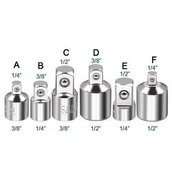 cr-v chrome vanadium steel socket adapter set – 1/2" to 3/8" to 1/4" ratchet wrench converter